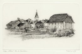Gravure: Vue sur le village d'Ollon, vu de la route à Vers-Chiez Gravure: Vue sur le village d'Ollon, vu de la route à Vers-Chiez