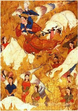 Archange Gabriel porte le prophète Muhammad sur les montagnes Archange Gabriel porte le prophète Muhammad sur les montagnes