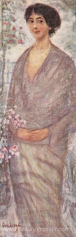 Jeune femme à rose