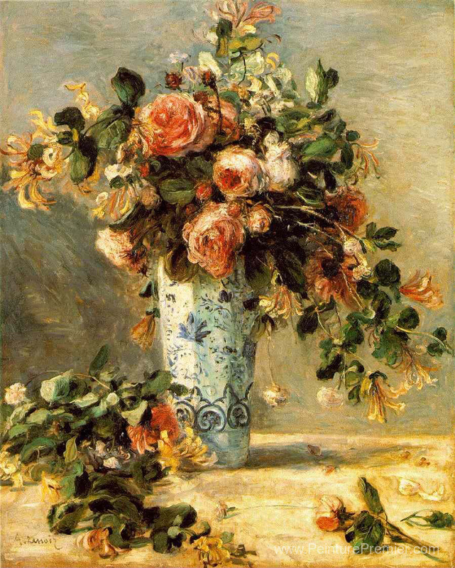 Roses et jasmin dans un vase Delft