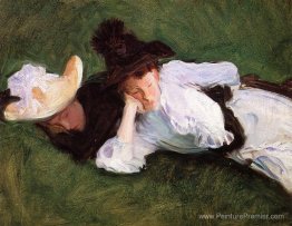 Deux filles allongées sur l'herbe Deux filles allongées sur l'herbe
