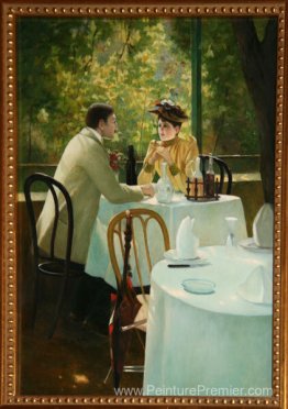Assis dans un café Assis dans un café