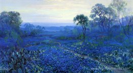 Paysage Bluebonnet avec Catci, Road et Mountain Laurel Paysage Bluebonnet avec Catci, Road et Mountain Laurel