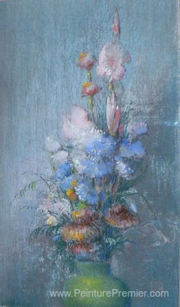 Fleurs dans un vase vert Fleurs dans un vase vert