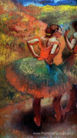 Deux danseurs en jupes vertes, paysage Deux danseurs en jupes vertes, paysage