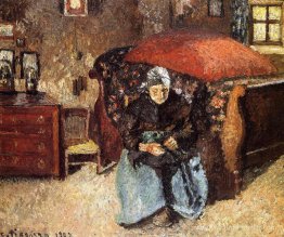 Femme âgée qui répare les vieux vêtements, Moret Femme âgée qui répare les vieux vêtements, Moret