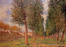 L'avenue Poplar à Moret, jour nuageux, matin L'avenue Poplar à Moret, jour nuageux, matin
