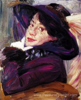 Portrait d'une femme dans un chapeau violet Portrait d'une femme dans un chapeau violet