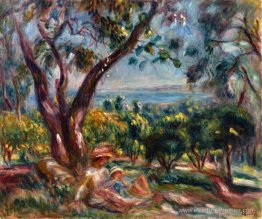 Paysage de Cagnes avec femme et enfant Paysage de Cagnes avec femme et enfant