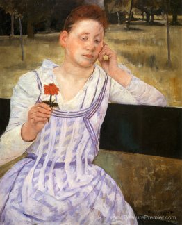 Femme avec une zinnia rouge Femme avec une zinnia rouge