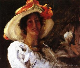 Portrait de Clara Stephens portant un chapeau avec un ruban oran Portrait de Clara Stephens portant un chapeau avec un ruban oran