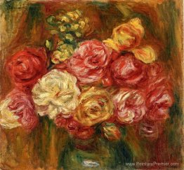 Bouquet de roses dans un vase vert Bouquet de roses dans un vase vert