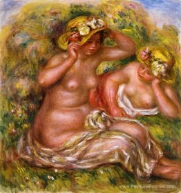 Deux femmes avec un chapeau à fleurs Deux femmes avec un chapeau à fleurs