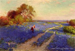 Bluebonnet Scene avec une fille Bluebonnet Scene avec une fille