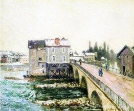 Le pont et les moulins de Moret, l'effet d'hiver Le pont et les moulins de Moret, l'effet d'hiver
