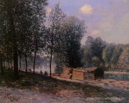 Cabins au bord de la rivière Ling, matin Cabins au bord de la rivière Ling, matin