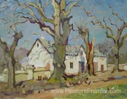 Ferme avec des chênes nus Ferme avec des chênes nus