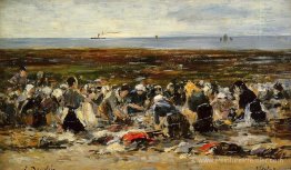 Laundress sur la plage, marée basse Laundress sur la plage, marée basse
