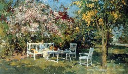 Jardin avec des arbres en fleurs Jardin avec des arbres en fleurs