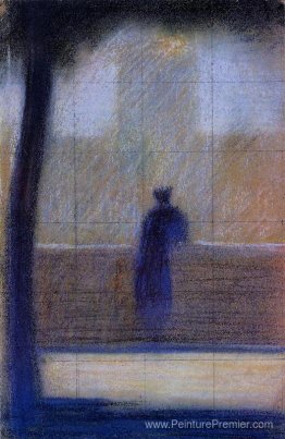 Homme se penchant sur un parapet Homme se penchant sur un parapet