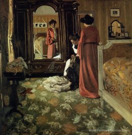 Intérieur, chambre à coucher avec deux chiffres Intérieur, chambre à coucher avec deux chiffres
