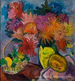 Nature morte avec les dahlias et les fruits Nature morte avec les dahlias et les fruits