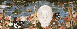 Oiseaux, animaux et plantes à fleurs dans une scène imaginaire Oiseaux, animaux et plantes à fleurs dans une scène imaginaire