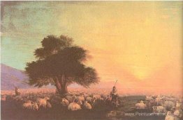 Troupeau de moutons avec bergers non set Troupeau de moutons avec bergers non set