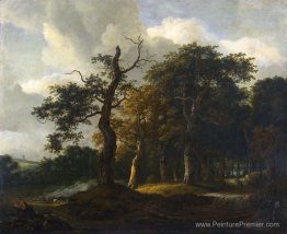 Une route à travers un bois de chêne Une route à travers un bois de chêne