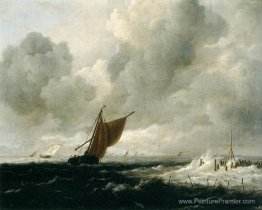 Mer orageuse avec des voiliers Mer orageuse avec des voiliers