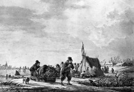 Winterview des hommes avec traîneau Winterview des hommes avec traîneau