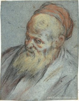 Étude de la longueur du buste d'un homme barbu avec une casquett Étude de la longueur du buste d'un homme barbu avec une casquett
