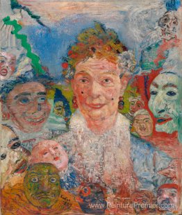 Vieille femme avec masques (théâtre de masques) Vieille femme avec masques (théâtre de masques)