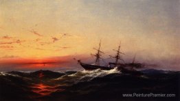 Coucher de soleil sur une mer rugueuse Coucher de soleil sur une mer rugueuse