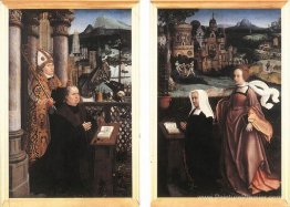 Donateur avec saint Nicolas et sa femme avec saint Godelina Donateur avec saint Nicolas et sa femme avec saint Godelina