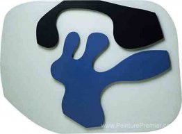 Chaussure bleue renversée avec deux talons sous un saut noir Chaussure bleue renversée avec deux talons sous un saut noir