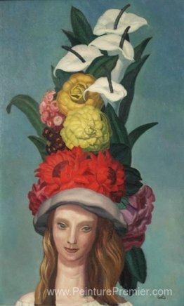 Femme avec chapeau à fleurs Femme avec chapeau à fleurs
