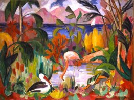 Paysage coore aux oiseaux aquatiques Paysage coore aux oiseaux aquatiques