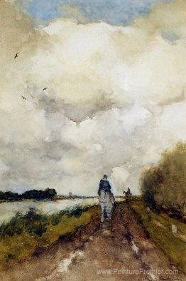 Cavalier sur le chemin près de Noorden Cavalier sur le chemin près de Noorden