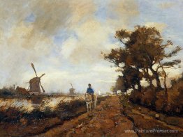 Cavalier sur un chemin de remorquage Cavalier sur un chemin de remorquage