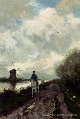 Sur le chemin de remorquage le long de la rivière Amstel Sur le chemin de remorquage le long de la rivière Amstel