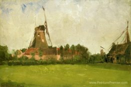 Moulin à vent dans la campagne néerlandaise Moulin à vent dans la campagne néerlandaise
