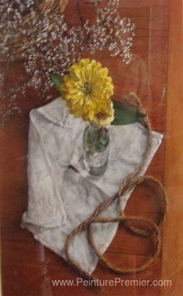 Nature morte avec de la zinnia jaune Nature morte avec de la zinnia jaune