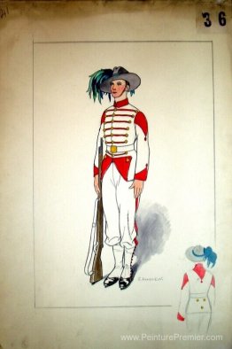 Conception de costumes pour un officier avec une arme à feu Conception de costumes pour un officier avec une arme à feu