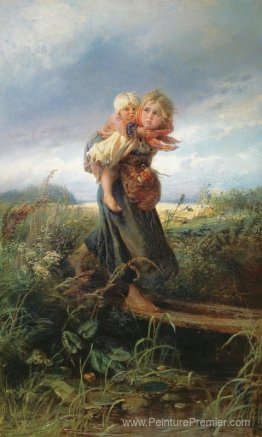 Les enfants qui courent de la tempête Les enfants qui courent de la tempête