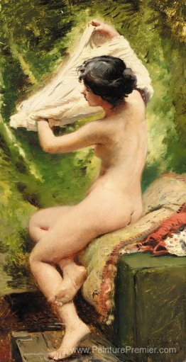 La beauté se préparant à se baigner La beauté se préparant à se baigner