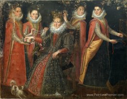 Portrait de cinq femmes avec un chien et un perroquet Portrait de cinq femmes avec un chien et un perroquet