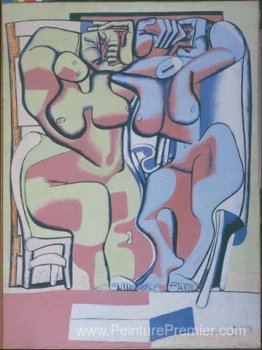 Debout de deux Femmes à la chaise Debout de deux Femmes à la chaise