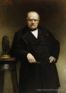 Portrait d'Antoine-Louis Barye avec un modèle de lion assis Portrait d'Antoine-Louis Barye avec un modèle de lion assis