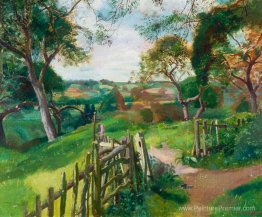 Chemin et porte dans un paysage Chemin et porte dans un paysage